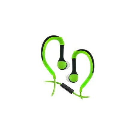 Cable Wholesale Flexible In-Ear Buds w/ In-Line Mic, Sports Ear Clip, 3.5mm, Green 5002-125GN